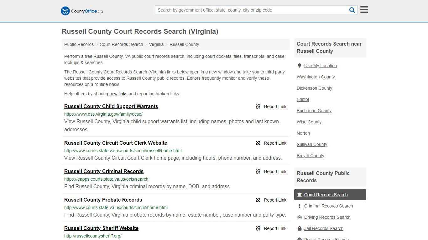 Russell County Court Records Search (Virginia) - County Office