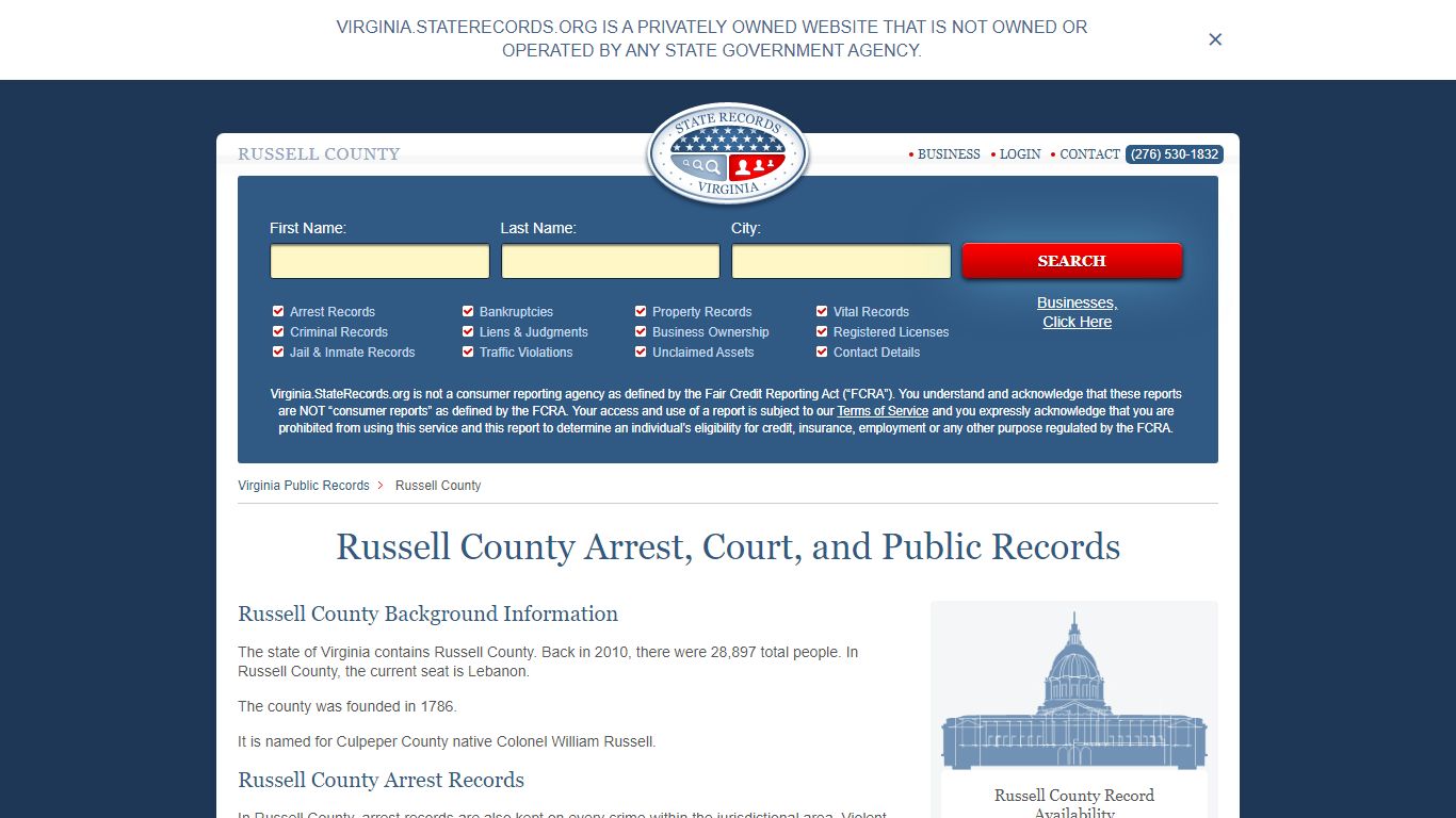 Russell County Arrest, Court, and Public Records