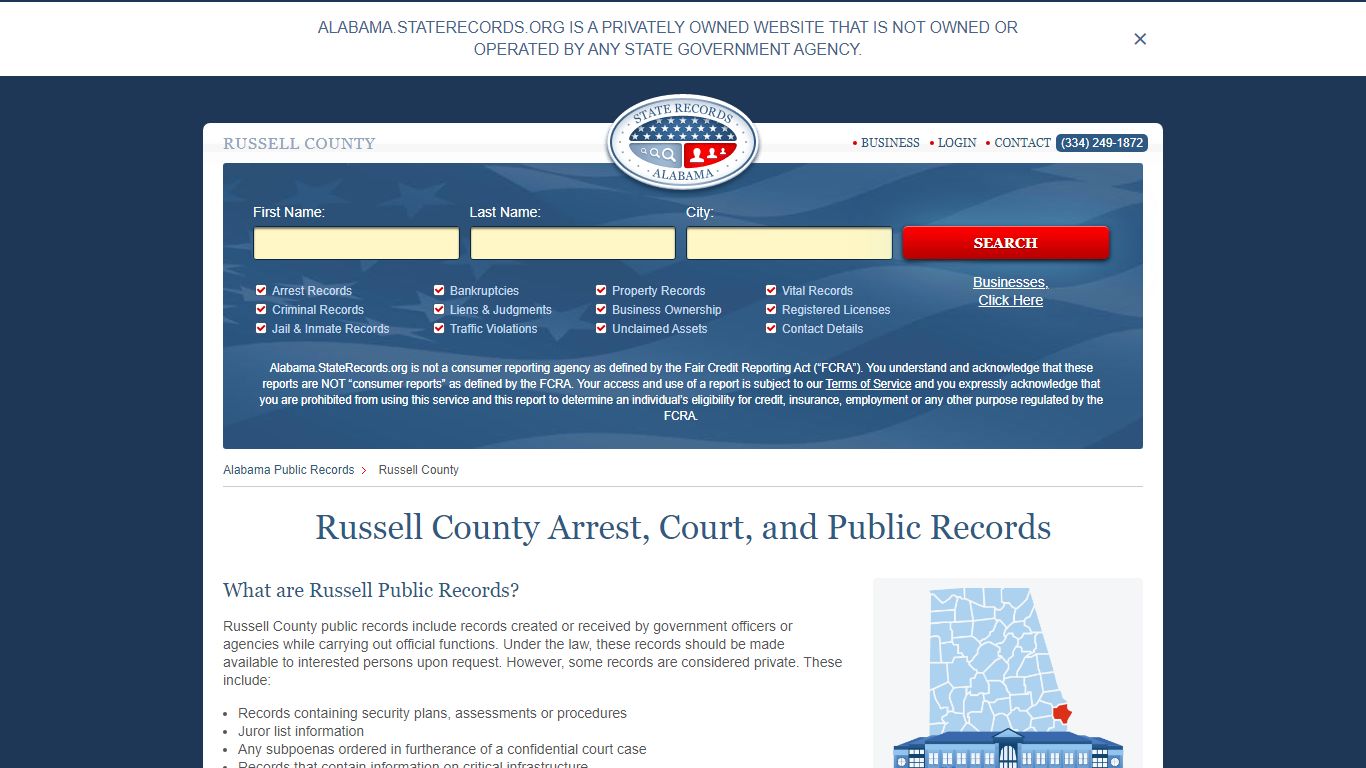 Russell County Arrest, Court, and Public Records