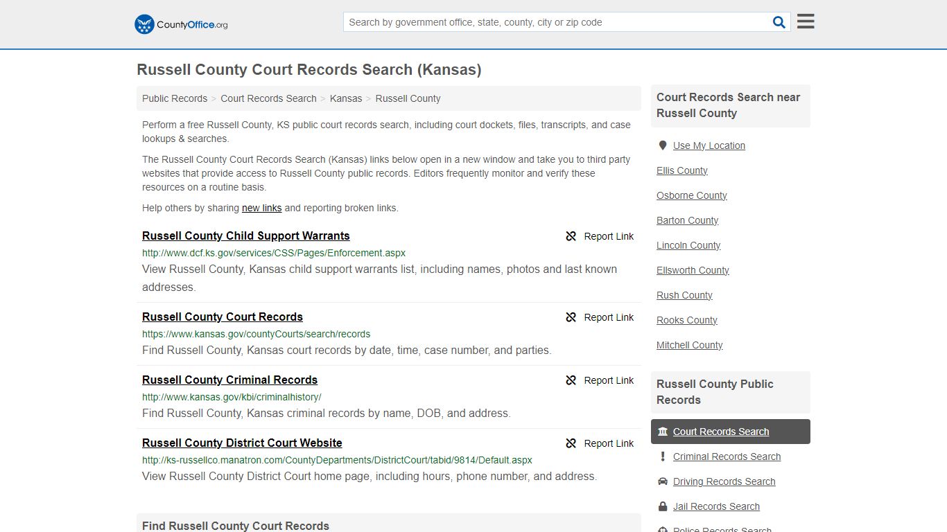 Russell County Court Records Search (Kansas) - County Office